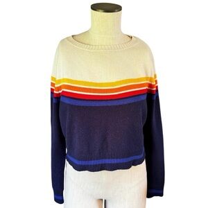 Wild Honey Women’s Colorblock Rainbow Y2K Long Sleeve Sweater Sz S